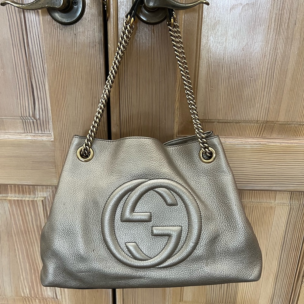 Gucci Shimmering Pewter Shoulder Bag